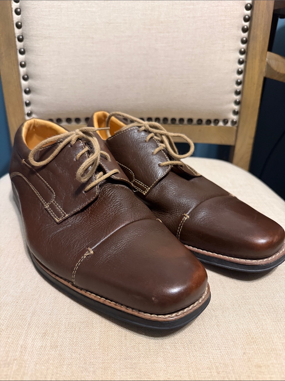 Sandro Moscoloni Men's Dark Brown Leather Derby Dress Shoes Size 12